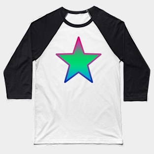 Bi+ Star (Poly Flag with Bi Flag outline) Baseball T-Shirt